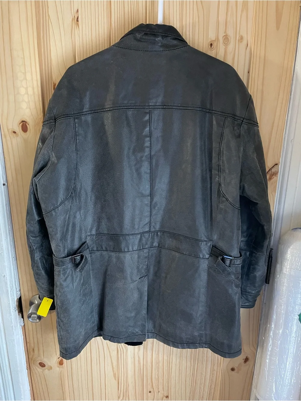 Men's Black Leather Military Field Jacket